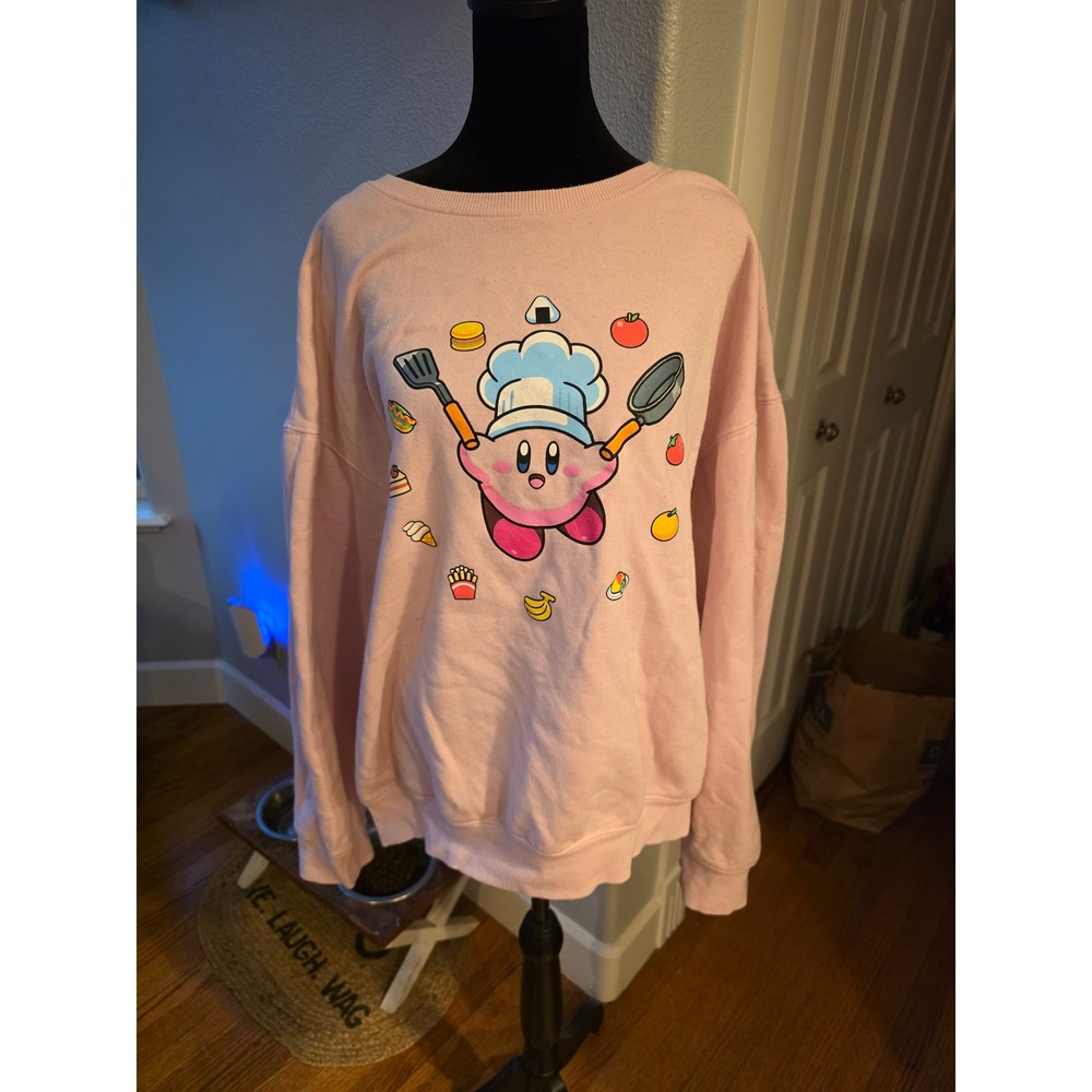 BoxLunch Nintendo Kirby Chef Pink Graphic Sweatshirt 2XL Womens Pullover